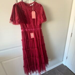 Red Floral Embroidered Dress